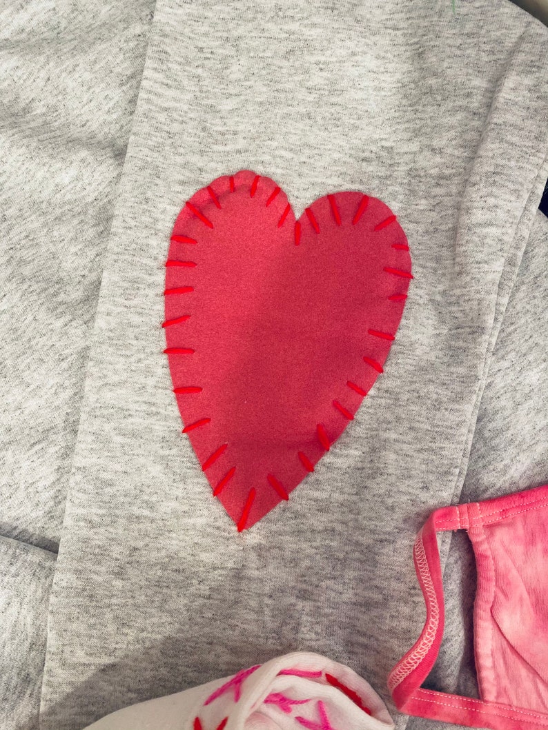 Ultrasuede heart elbow patched crew neck