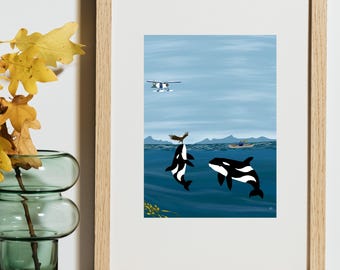 Whale Shenanigans, 8 by 10 print, Frame not included