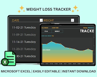 Weight Loss Tracker Excel Template | Fitness Progress Spreadsheet, Body Measurement & Goal Tracker, Digital Download