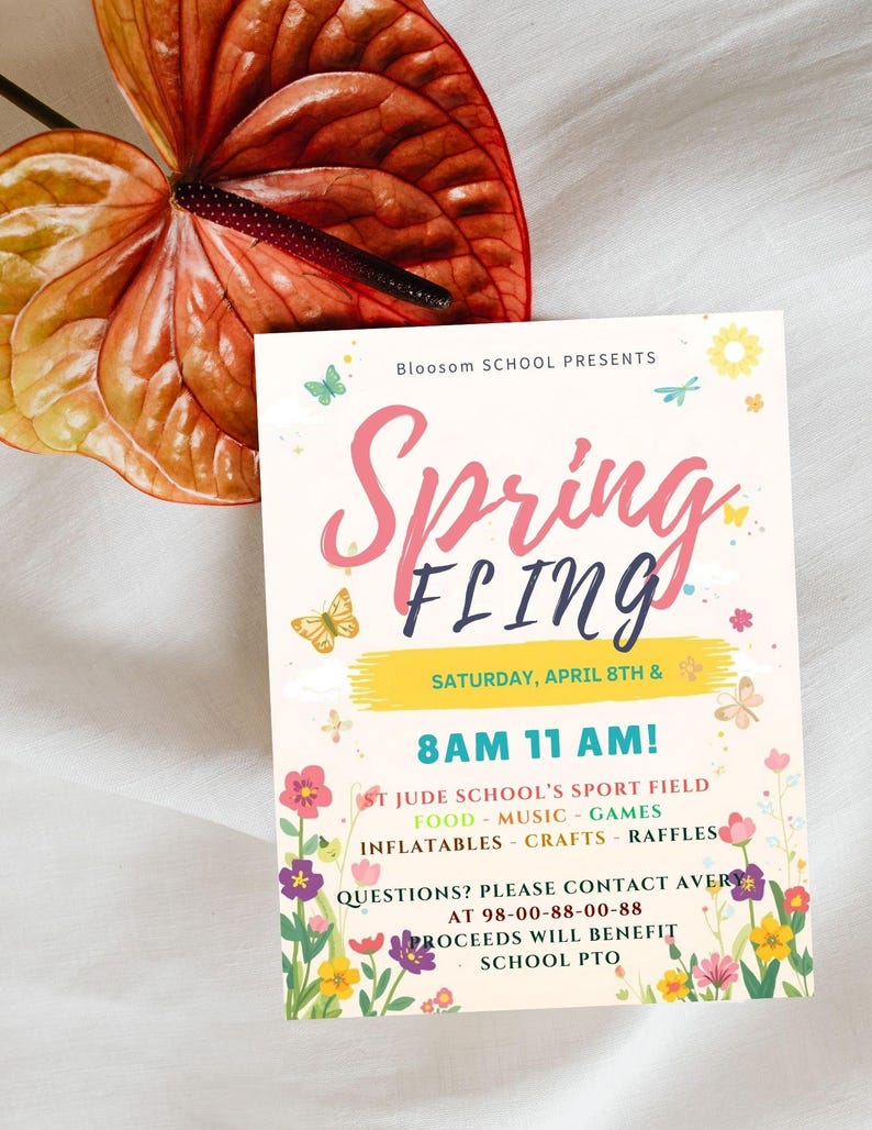 Spring Fling Flyer Template: Colorful Festival Fundraiser (canva ...