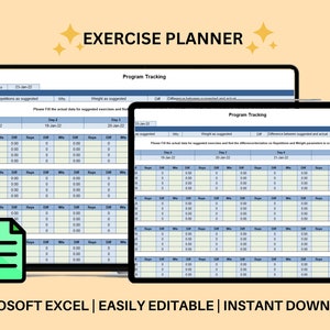 Workout Planner Spreadsheet | Exercise Planner | Exercise Tracker | Fitness Template | Daily, Weekly, Fitness Tracker | Digital Download