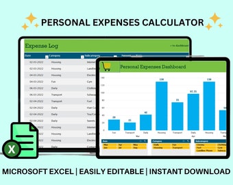 Suivi des dépenses personnelles, feuille de calcul Excel modifiable (téléchargement numérique)