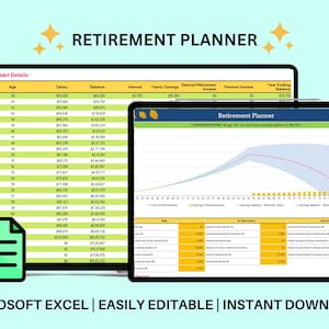 Retirement Savings Calculator Excel Sheet | Financial Planner | Financial Tracker | Retire Early Planner | Digital Download