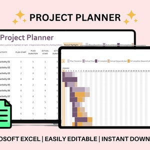 Gantt Chart Excel Sheet Template | Project Planner | Productivity Planner | Work Planner | Task Tracker | Digital Download