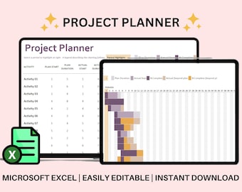 Gantt Chart Excel Template | Project Planner (Digital Download)