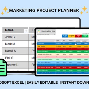 Hoja de Excel del planificador de proyectos / Plantilla de gestión de proyectos / Rastreador de proyectos / Línea de tiempo del proyecto / Planificador de proyectos personales / Descarga digital