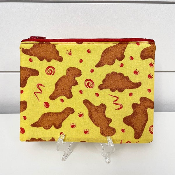 Chicken Dino Nuggets Zipper Pouch - Small Zip Bag - Chicky Nuggies - Purse Organizer Gift - Coin Money Pouch - Funny Silly Cute Dinosaurs