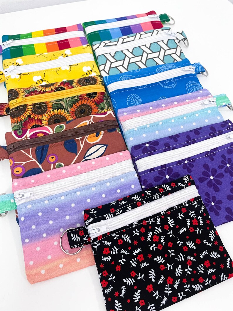 Coin Zipper Pouches Medium and Small Zip Purses Keyring Etsy