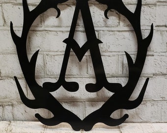 metal antler wreath with initial