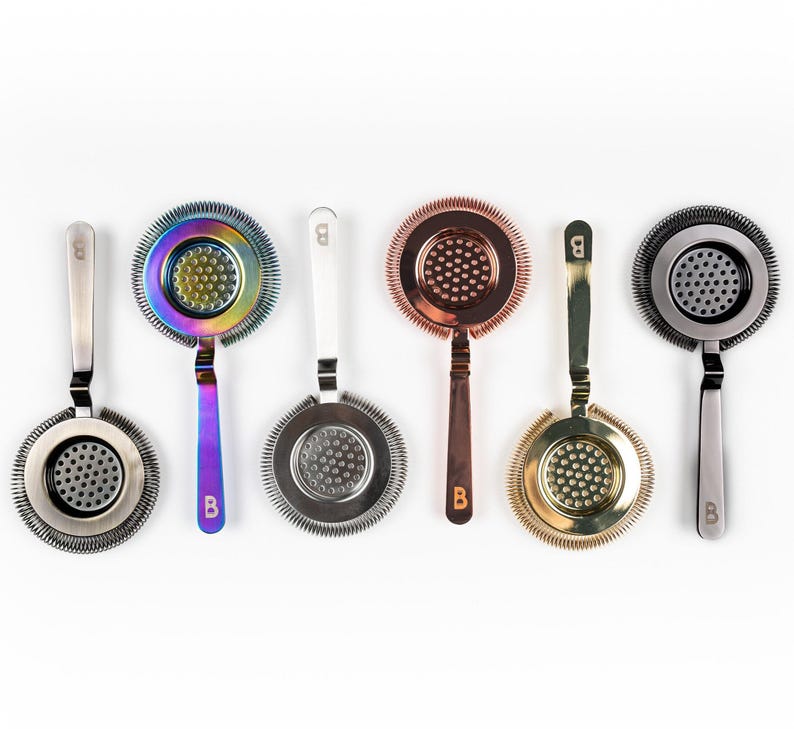 Deluxe Antique Cocktail Strainer - Vintage Style Pro Bar Tool - Elevated Home Bar Gift image 3