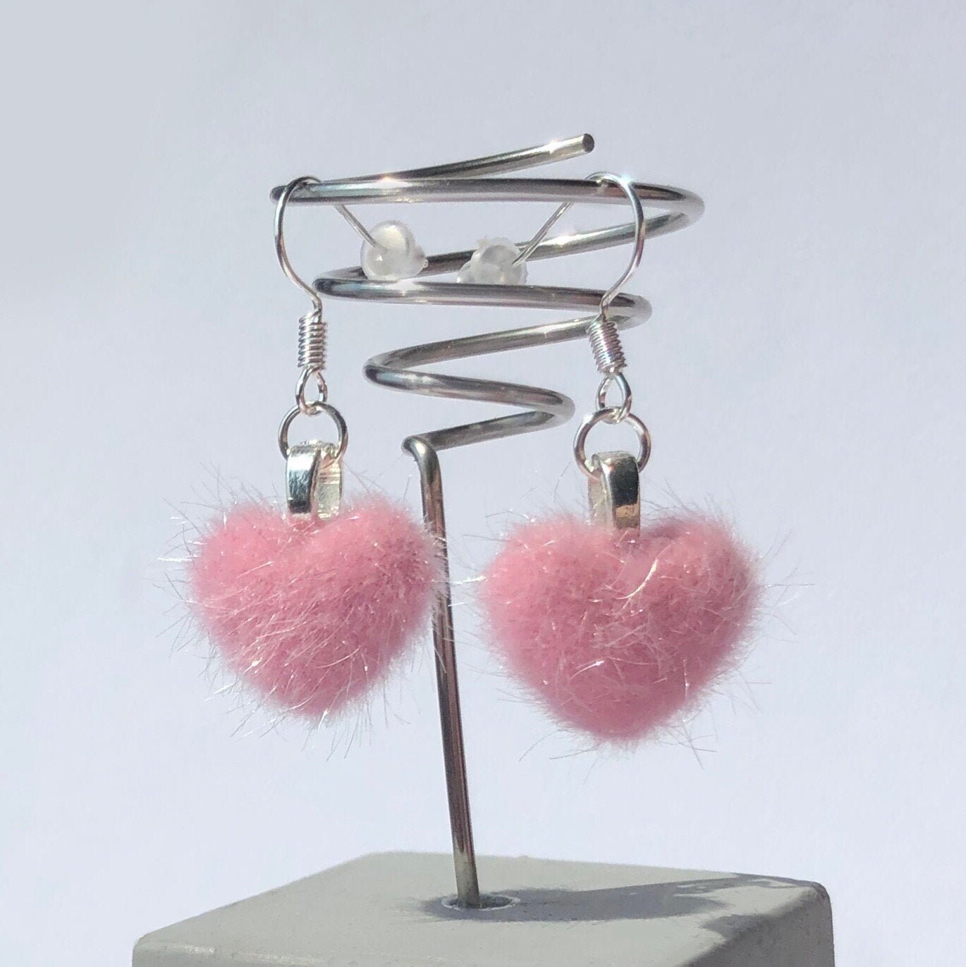 Fluffy heart earrings discount
