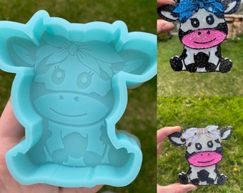 Cow with Bow Freshie Mold,  western freshie molds, country molds, best selling freshie mold, farm freshie molds, silicone molds for freshies