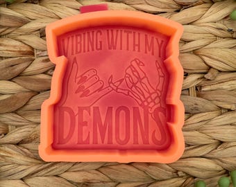 Vibing with My Demons Mold, Funny Freshie Molds, Sarcastic Silicone Mold, Grunge Freshie mold, Funny Friend Freshie Supplies, Popular