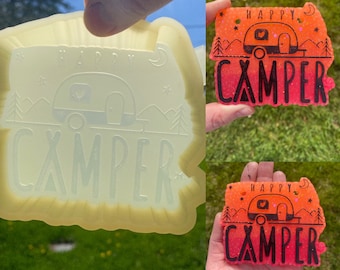 Happy Camper Mold, freshie making supplies, popular freshie, best selling freshies, summer freshies, camping outdoors, vacation freshie mold