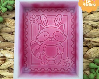 Raccoon Bunny Stamp Freshie Mold, rabbit car freshie, Easter Raccoon soap mold, Rabbit Raccoon Freshie mold