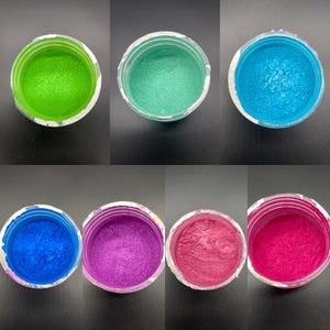 14 Standard Colors Mica Set, .35 ounce mica bottles, mica sample set, mica color bundle, rainbow mica colors, freshie making supplies