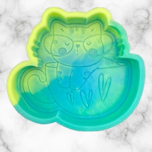 Kitten in Mug Freshie Mold, aroma bead molds, freshie making supplies, animal freshie molds, bestselling freshie molds, cat freshie molds
