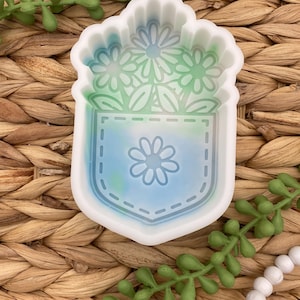 Pocket with Flowers freshie Mold, Summer freshie molds, flower mold, cute freshie molds, cardstock freshie molds, happy silicone molds