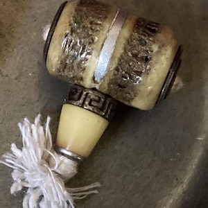 Tibetan Yak Bone Double Kapala Guru Beads - Handmade in Tibet, Rare Style
