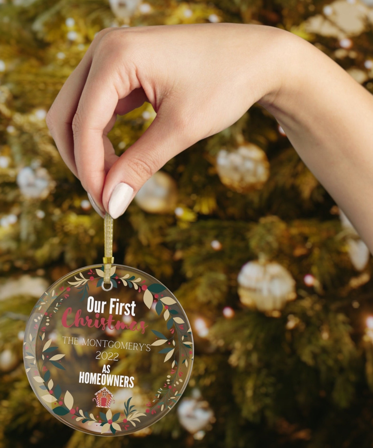 Our First Christmas Custom Glass Ornament Custom Message Etsy