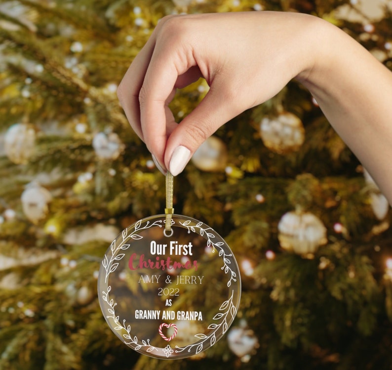 Our First Christmas Custom Glass Ornament Custom Message Etsy