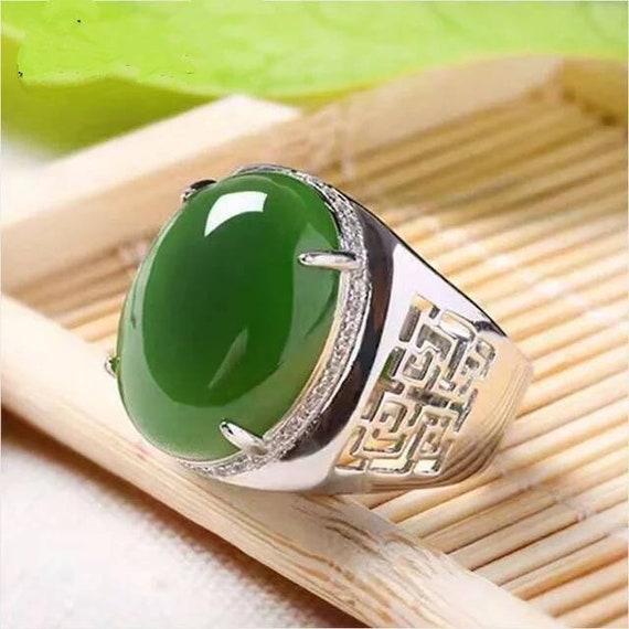Mens Jade Ring Green Jade Ring Nephrite Jade Ring Mens Jade Etsy