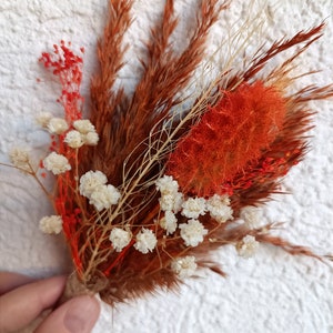 Terracotta Dried Flower Boutonniere: Rustic Boho Wedding, Groomsmen