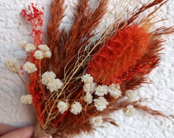 Terracotta Dried Flower Boutonniere: Rustic Boho Wedding, Groomsmen