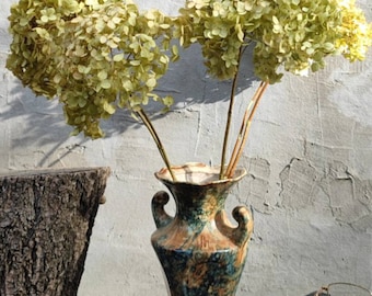 3 tiges d'hortensia antique naturel séché, ton vieux vert, hortensias biologiques, arrangements floraux secs pour la maison, décoration de mariage, bouquet d'hortensias