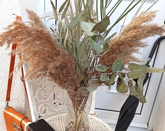 Dried Organic Fall Bouquet: Pampas Grass, Eucalyptus, Palm Leaf