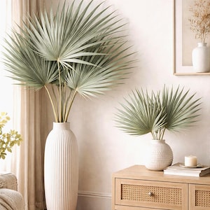 Hojas de palma secas (2 piezas): Abanico tropical verde antiguo de 25" para pasillo de bodas