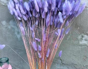 60 Light Lilac Dried Bunny Tails: Natural Lagurus Floral Decor