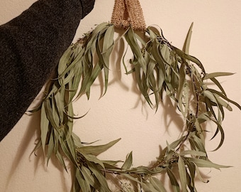 Dried Eucalyptus Wreath 16": Organic Greenery, Boho Home Decor