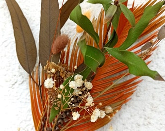 Dried Tropical Flower Bouquet: Eucalyptus, Sago Palm, Manuka