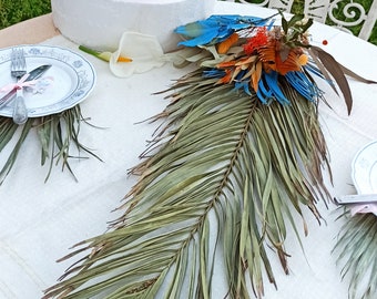 Dried Palm Garland Arrangement: Patina Green Tropic Wedding Decor (22/40")