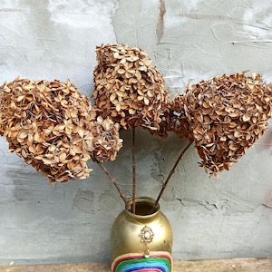 Large Dried Antique Hydrangea Bouquet 24": Earthy Brown Tone, Rustic Floral Decor