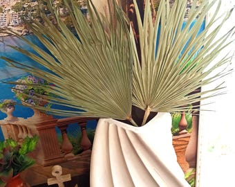 Natural Dried Sun Palm Leaf: Old Green Tropic Fan, Boho Wedding Decor