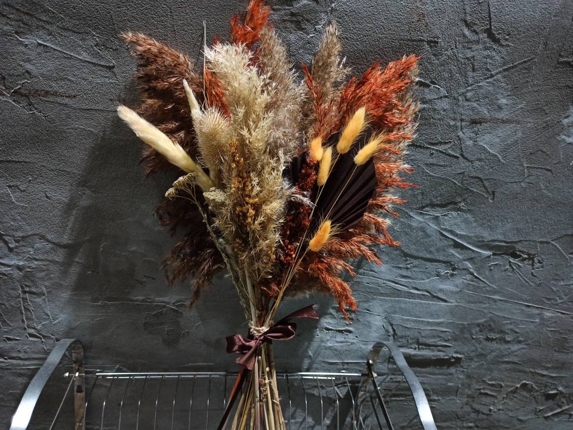 Dried Bouquet Pampas Grass PalmIvory-Truffle Terracotta | Etsy