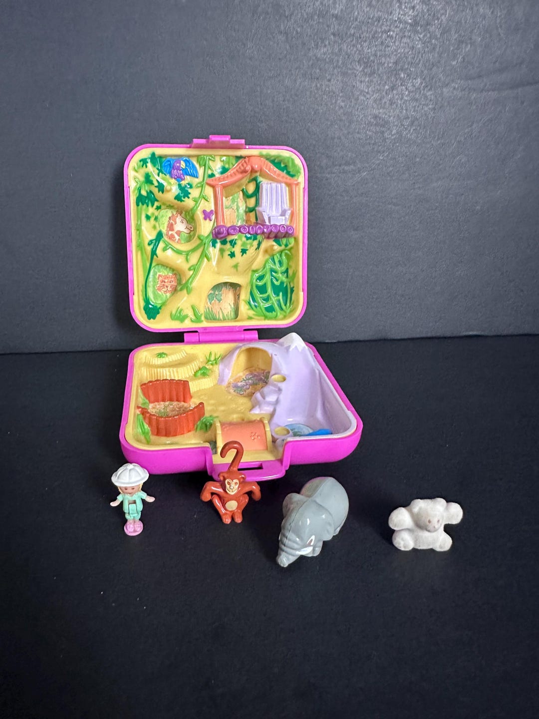 Vintage Polly Pocket Set wild Zoo World Compact Polly Pocket Bluebird ...