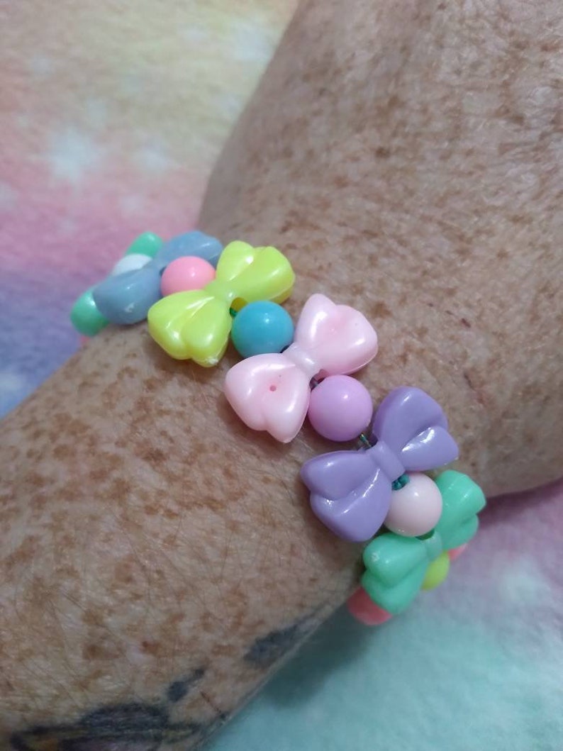 Magical J Fashion Party Kei Cute Magical Girl Pastel bracelet, Pastel Bows bracelet Fairy kei Kawaii bracelets kandi