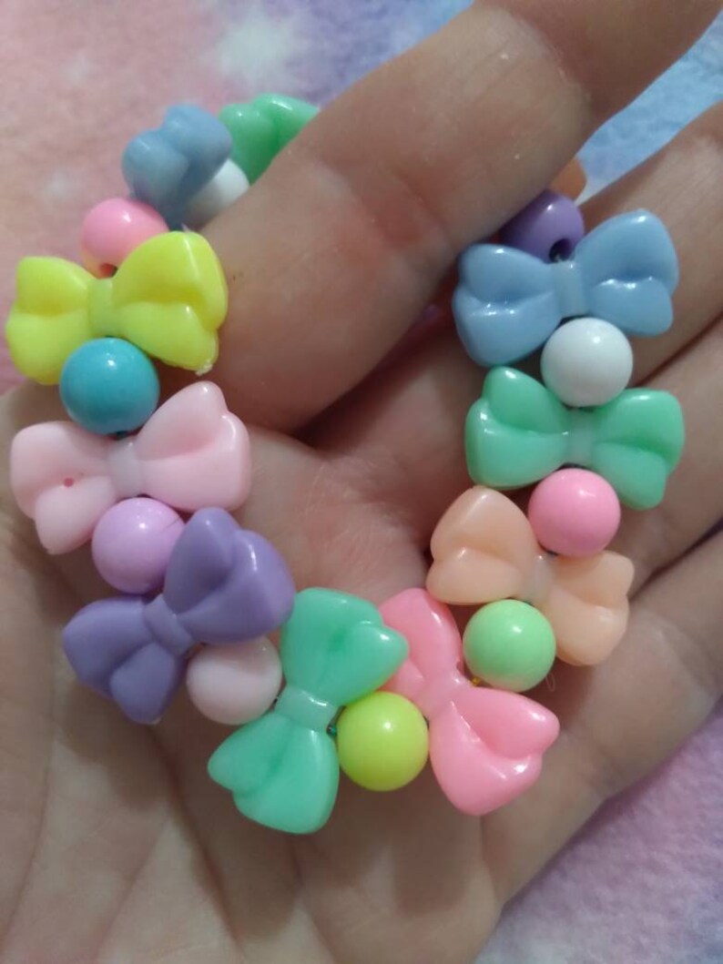 Magical J Fashion Party Kei Cute Magical Girl Pastel bracelet, Pastel Bows bracelet Fairy kei Kawaii bracelets kandi