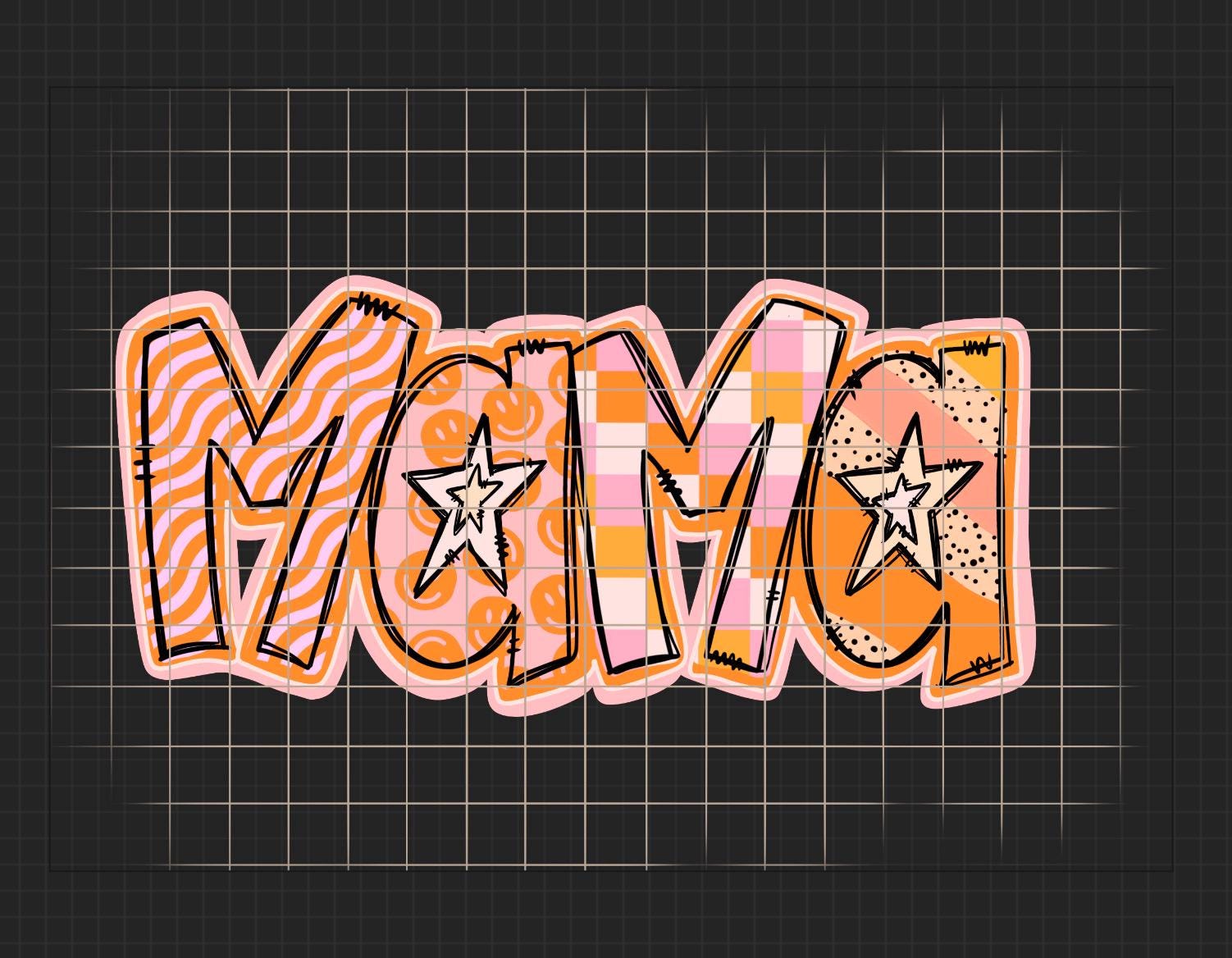 Mama pink and orange mom png Digital download sublimation blue