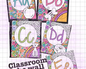 Retro Floral Alphabet Classroom Wall Decor (Digital Download)