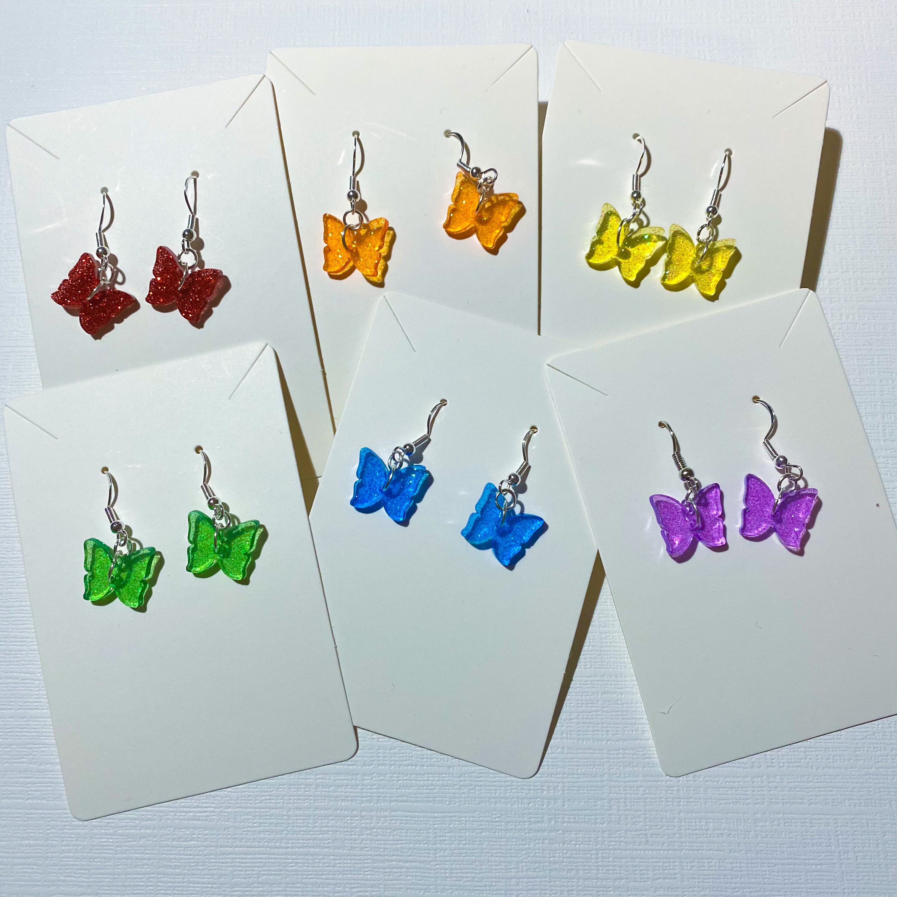Glitter Resin Butterfly Earrings Cute Resin and Rainbow Etsy