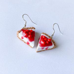 Cherry Cheesecake Earrings | Miniature Food Earrings | Polymer Clay Mini Cake