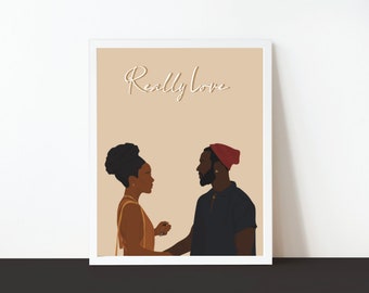 Real Love Black Love-filmmuurkunst van 8 x 10 inch.