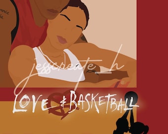 Love & Basketball jaren 2000 zwarte filmmuurkunst 5 x 7 inch, 8 x 10 inch