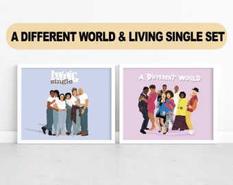 A Different World & Living Single Wall Art Set 8x10inch, 90's Classic TV, African American Art prints