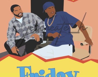 Friday 90s Black Movie Wall Art 8x10in.