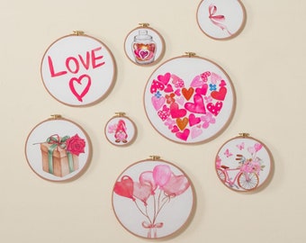 Pink Love Heart Wall Art Print Set: Romantic Home Decor